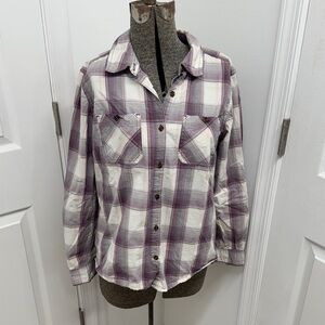 Women’s size MediumCarhartt Lavender, Purple, Burgundy & White Plaid Button-Down